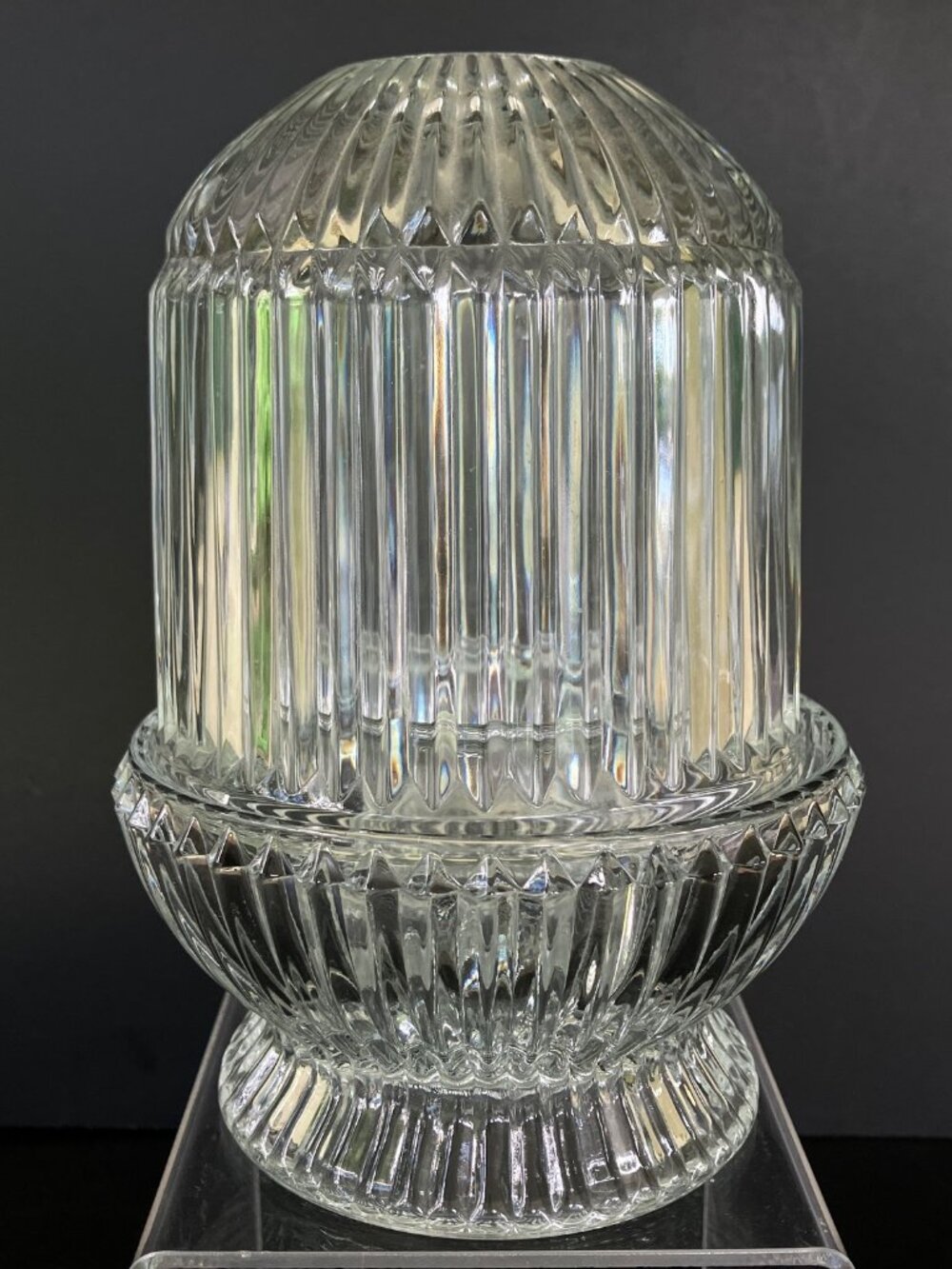 Homco Clear Ribbed Dome Fairy Lamp with Candle Cup- 3 piece